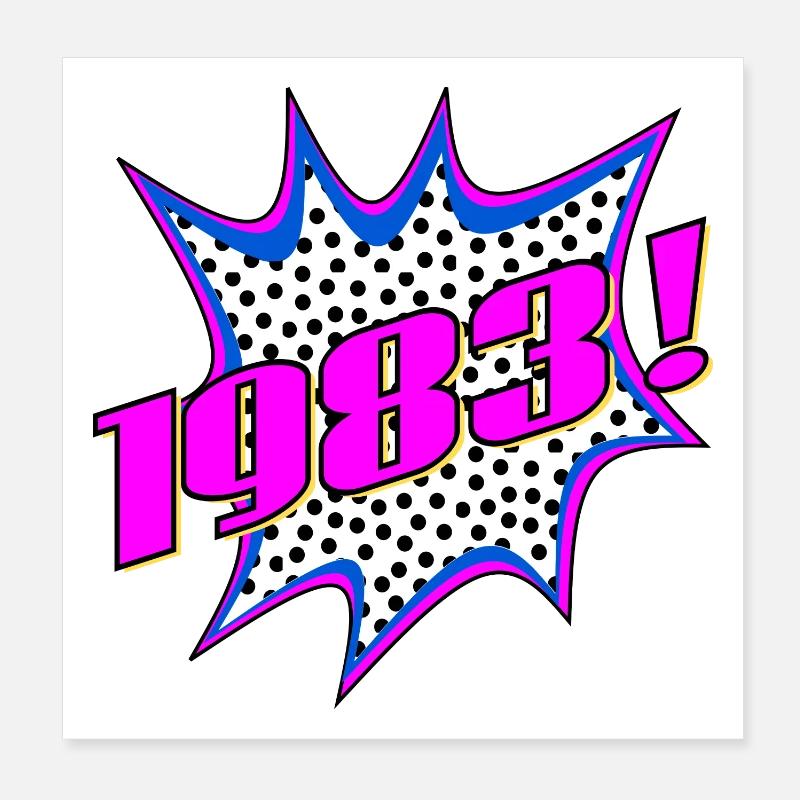 ANNÉE DE NAISSANCE POPART 1983 Poster 20 x 20 cm