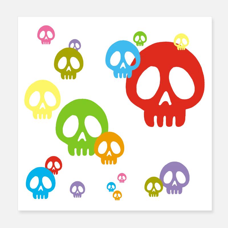 Crâne manga multicolore Poster 20 x 20 cm