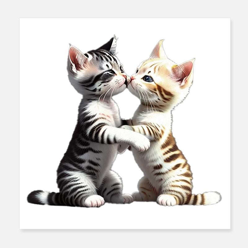 Embrasser les chats Poster 20 x 20 cm