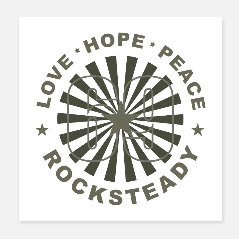 Love Hope Peace & Rocksteady 69 - Poster 20x20 cm - Weiß