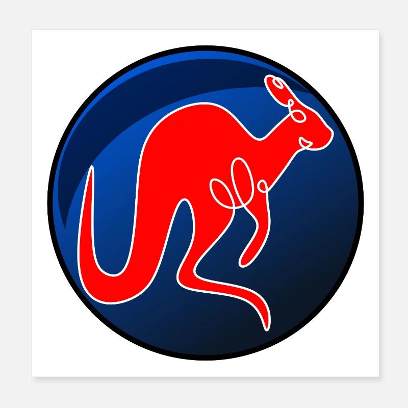 KANGAROO LINE DRAWING MARSUPIALS Poster 8" x 8" (20x20 cm)