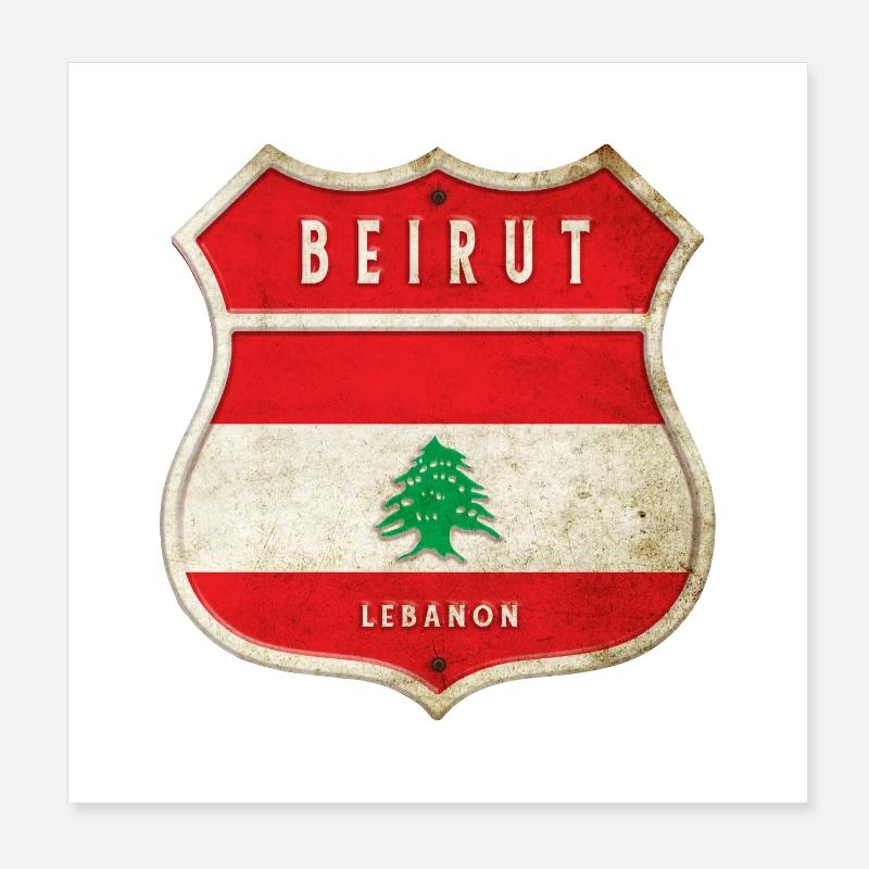 Beirut Libanon Wappen Flaggen Design Poster 20x20 cm