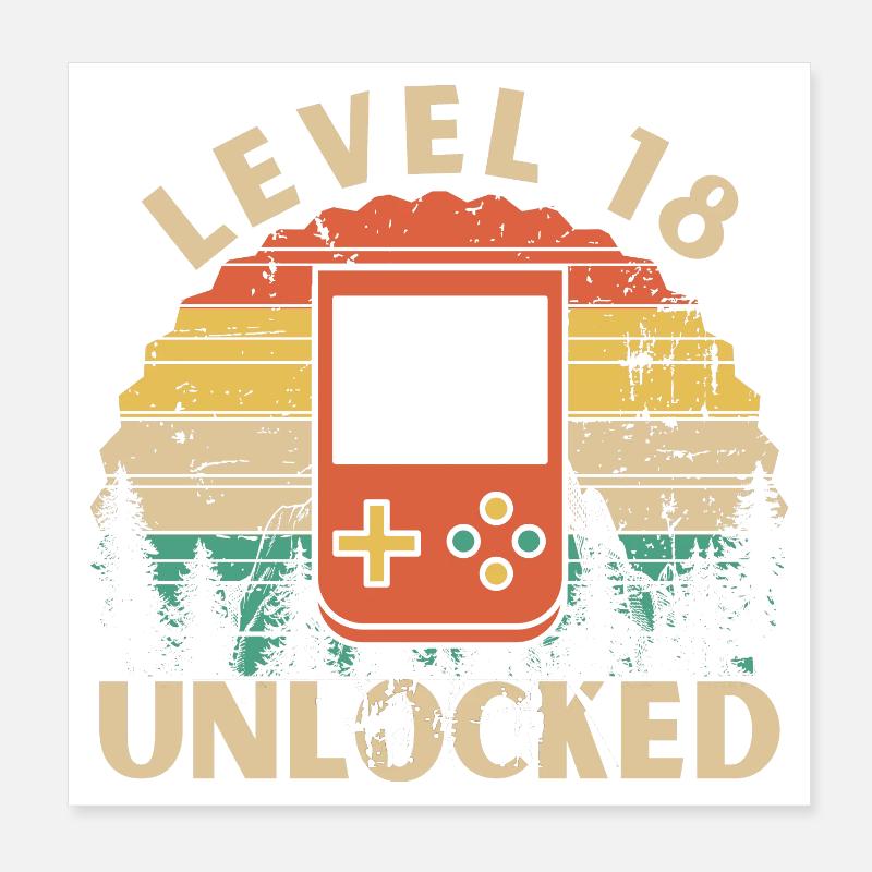 Level 18 Unlocked Poster 8" x 8" (20x20 cm)