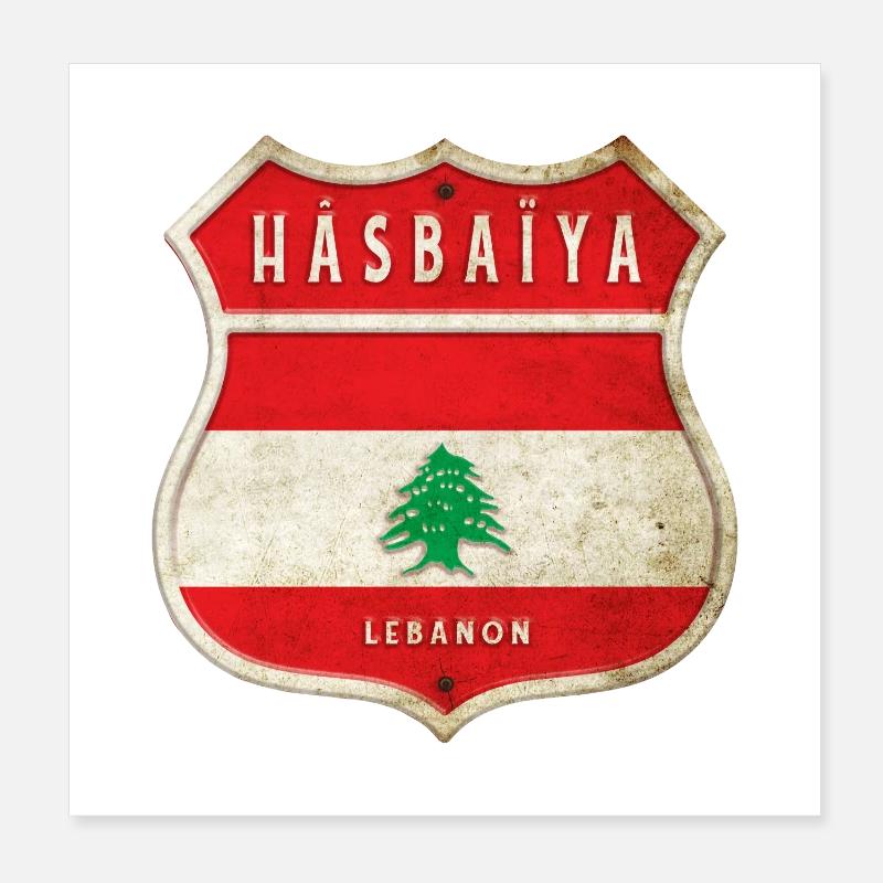 Hasbaiyya Liban Armoiries Drapeaux Design Poster 20 x 20 cm