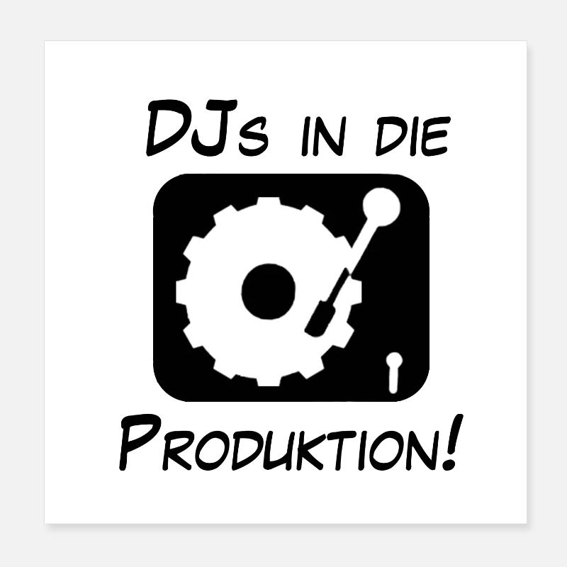 DJs en production ! - Poster 20 x 20 cm - blanc