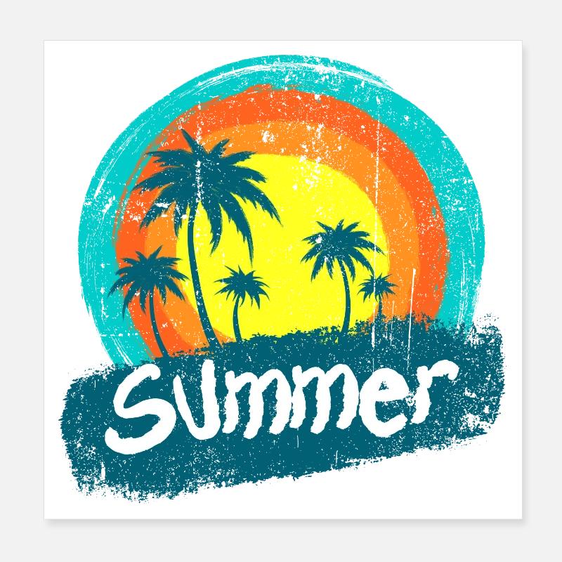 Sunset Palms Neon Summer Poster 8" x 8" (20x20 cm)