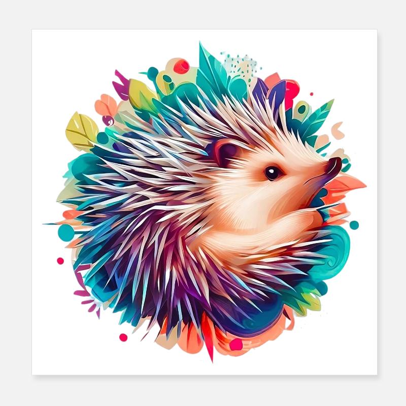 Igel - Poster 20x20 cm - Weiß