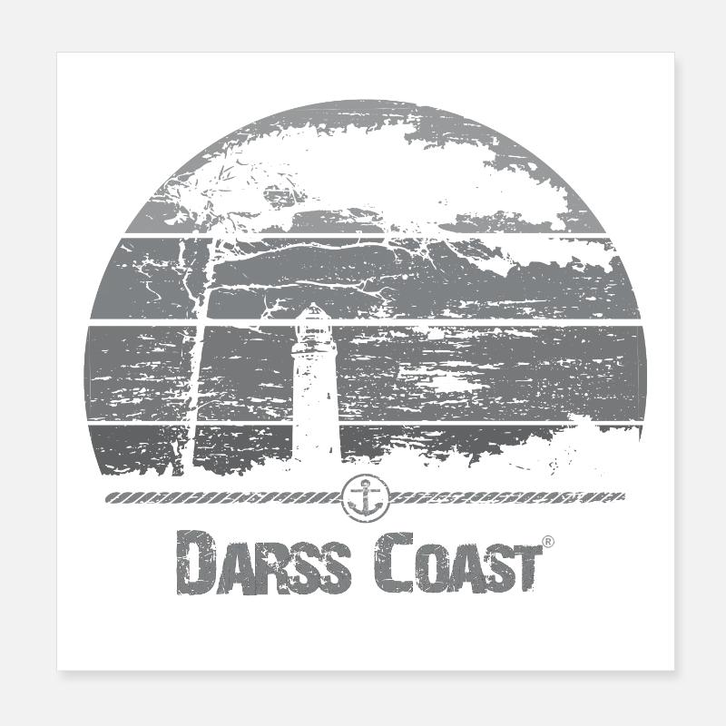 DarssCoast - Leuchtturm & Windflüchter Poster 20x20 cm