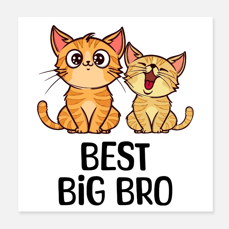 Cat Big Brother Statement Bro Sibling Love Poster 8" x 8" (20x20 cm)