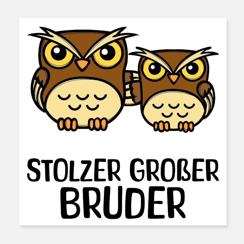 Großer Bruder Statement Eule Geschwisterliebe Poster 20x20 cm