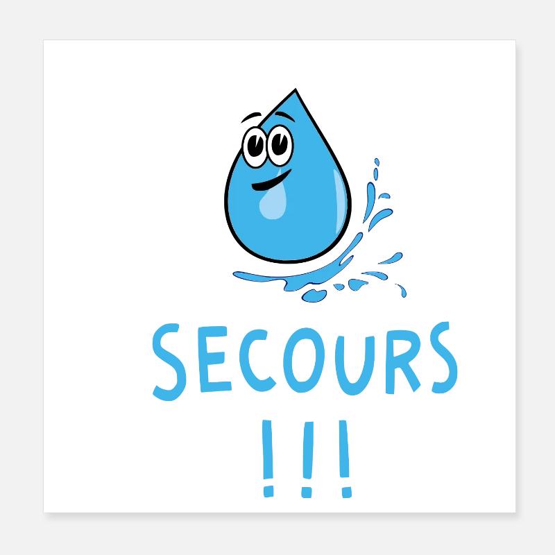 Eau secours Poster 20 x 20 cm