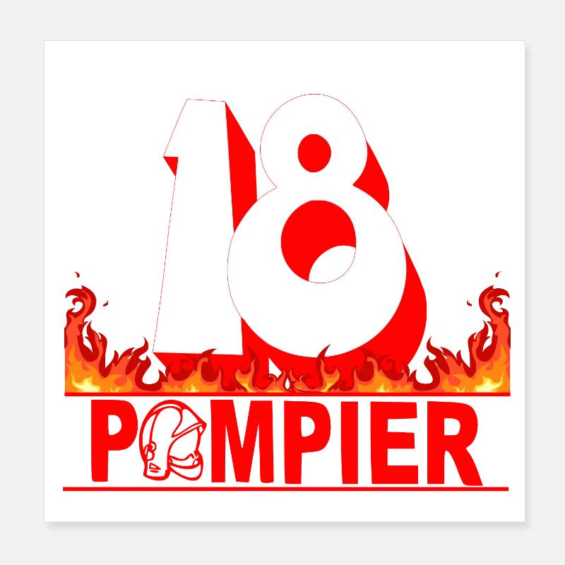 Pompier Poster 20 x 20 cm