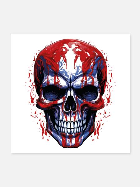 Flaggen Skull Grafik - Poster 20x20 cm - Weiß - Vorne