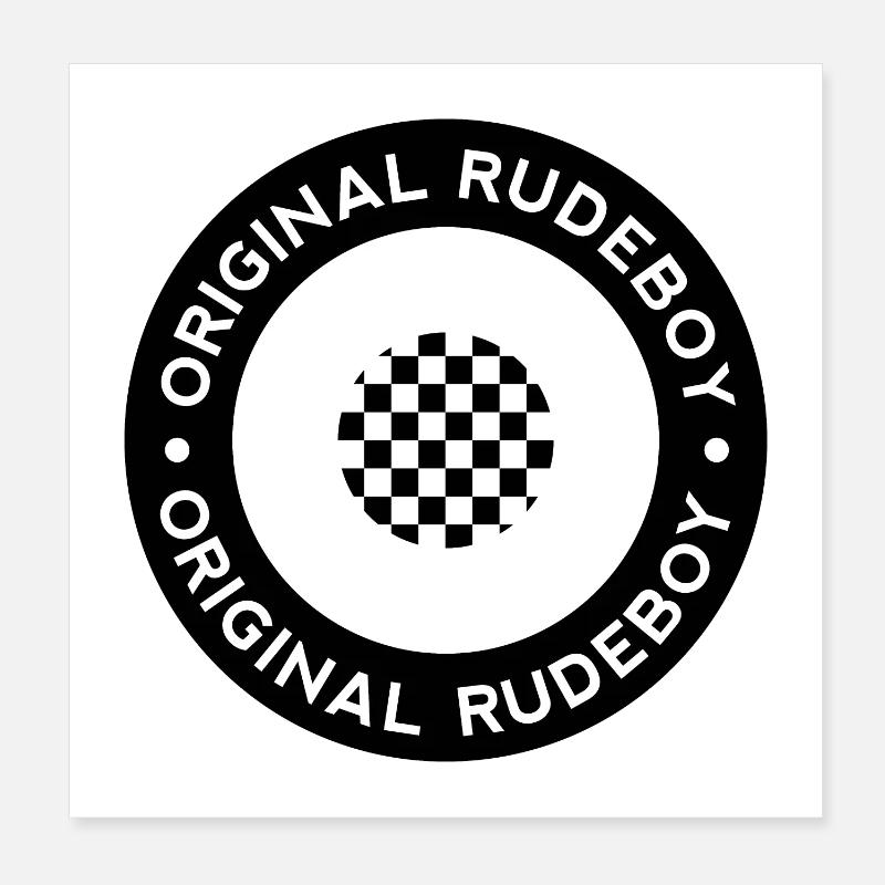 Original Rudeboy 2tone Checkered - Noir & Blanc Poster 20 x 20 cm