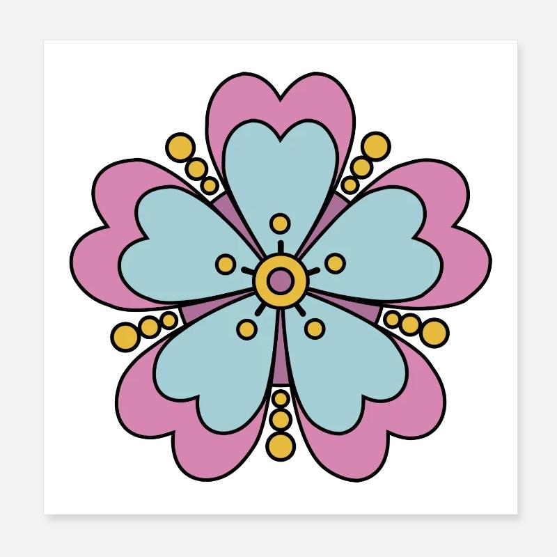 Cute Funky Hippie Boho Flower Poster 8" x 8" (20x20 cm)