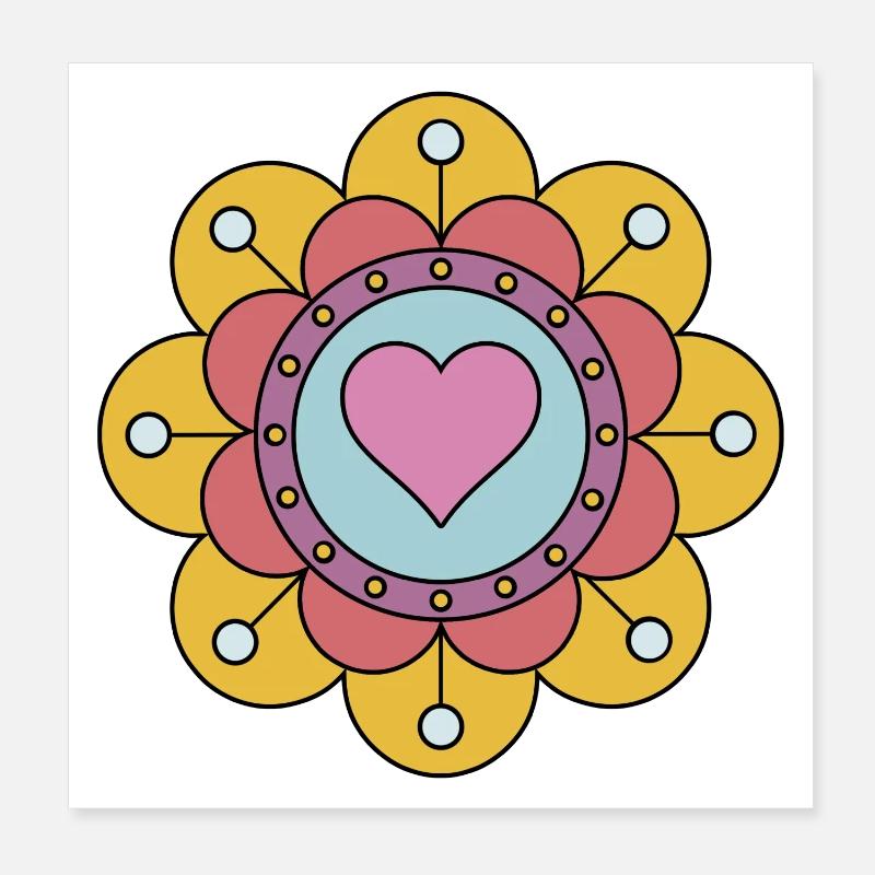 Cute Funky Hippie Boho Flower Poster 8" x 8" (20x20 cm)