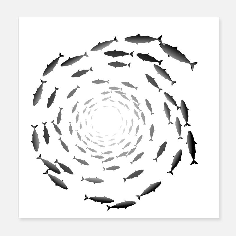 School of fish Poster 8" x 8" (20x20 cm)