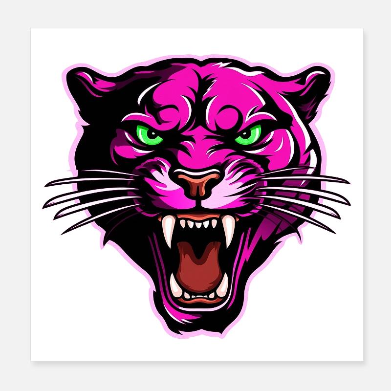 Panther Kopf Pink Poster 20x20 cm