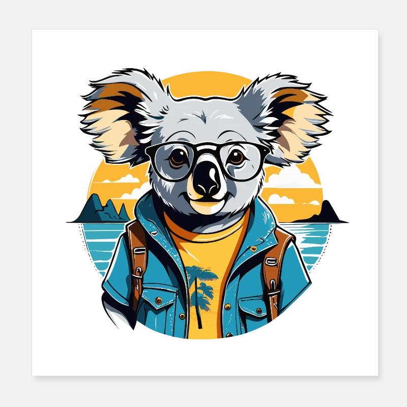 Coucher de soleil d’aventure côtière Koala Poster 20 x 20 cm