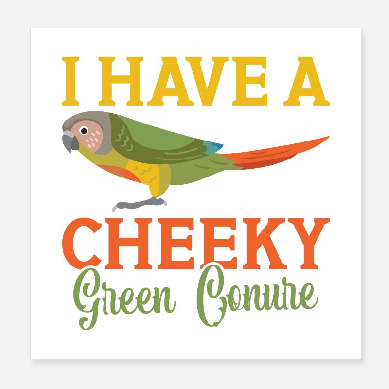 J’ai un vilain perroquet perruche vert Conure Poster 20 x 20 cm