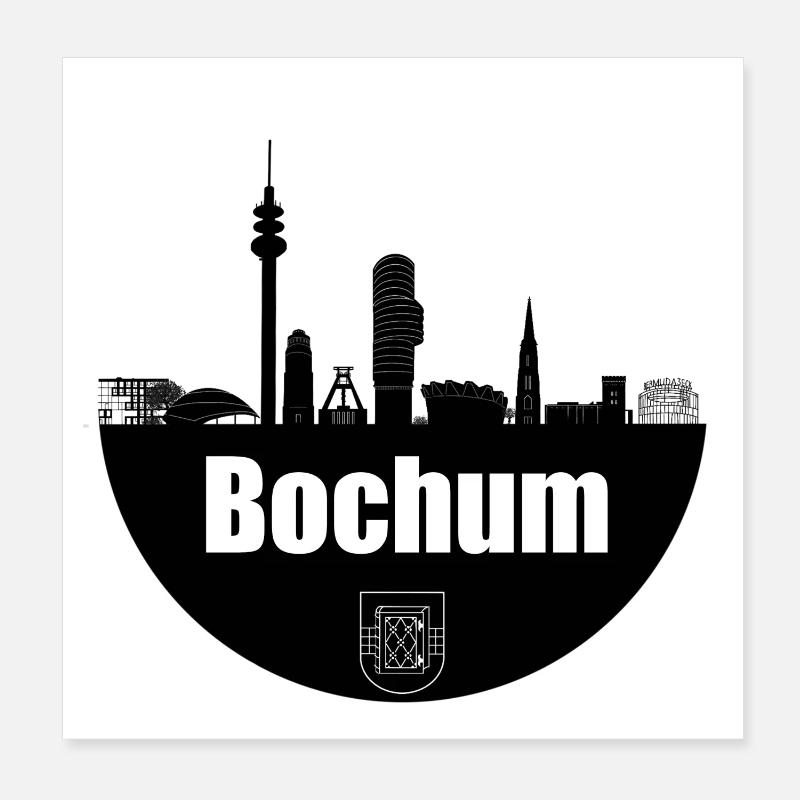 Bochum Transpaerenz Skyline - Poster 20x20 cm - Weiß