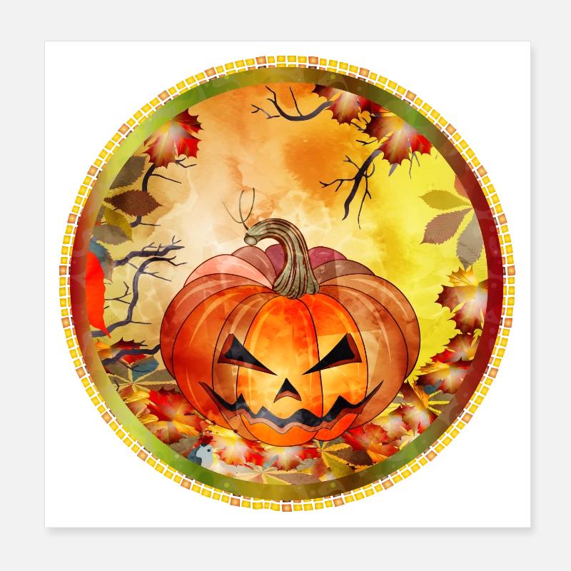 Halloween pumpkin in an autumnal ambience Poster 8" x 8" (20x20 cm)