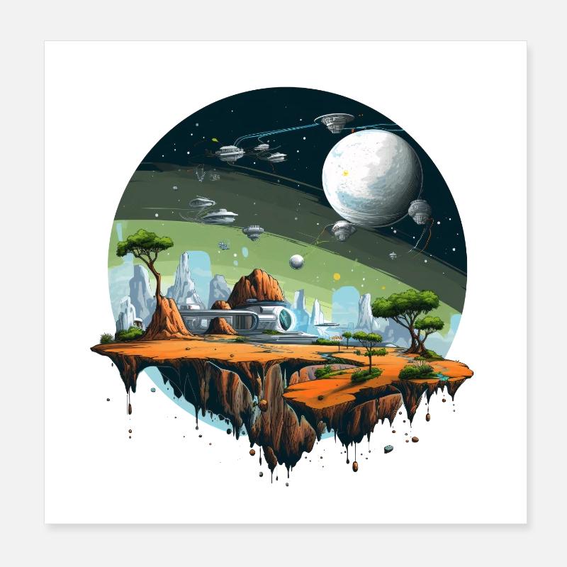 Alien Planet Space Sci Fi Shirt Poster 8" x 8" (20x20 cm)