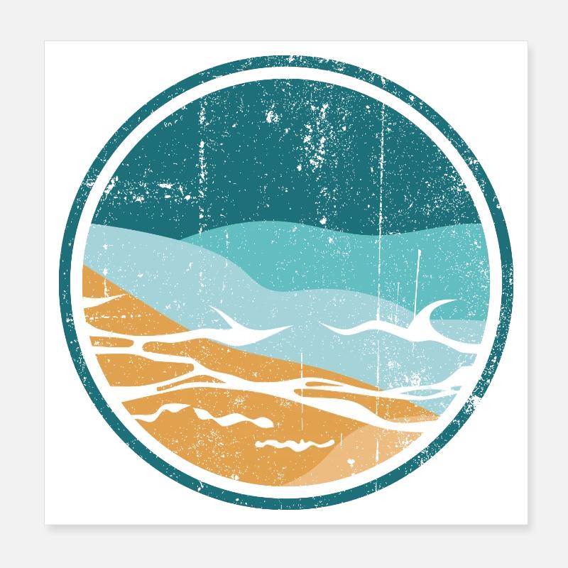 Coastal Waves Circle Poster 20x20 cm