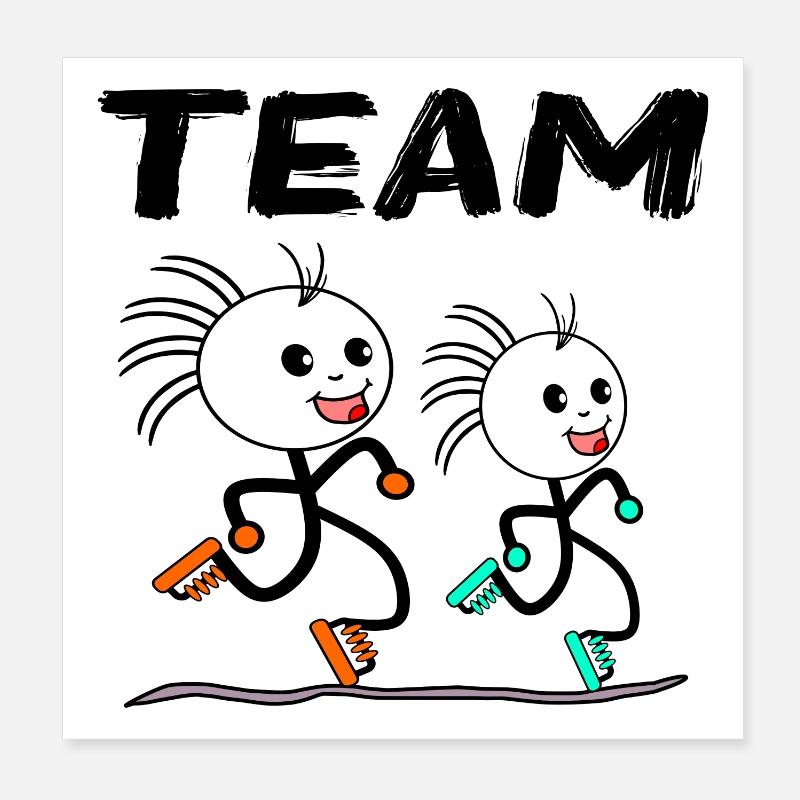 RUNNING TEAM KNITTING MAN RUNNING RUNNING GROUP Poster 8" x 8" (20x20 cm)