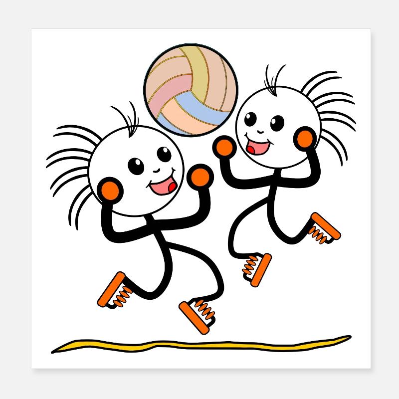 FIGURINE DE BÂTON À PLAT DE VOLLEYBALL SPORT Poster 20 x 20 cm