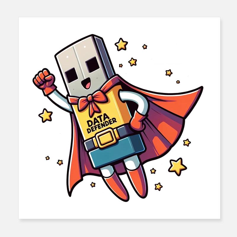 Data Defender - Poster 8" x 8" (20x20 cm) - white