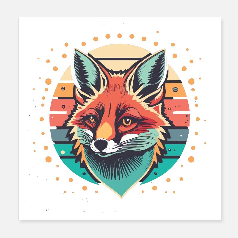 Foxy Coucher de soleil rétro Poster 20 x 20 cm