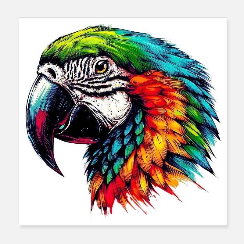 Parrot Macaw Poster 8" x 8" (20x20 cm)