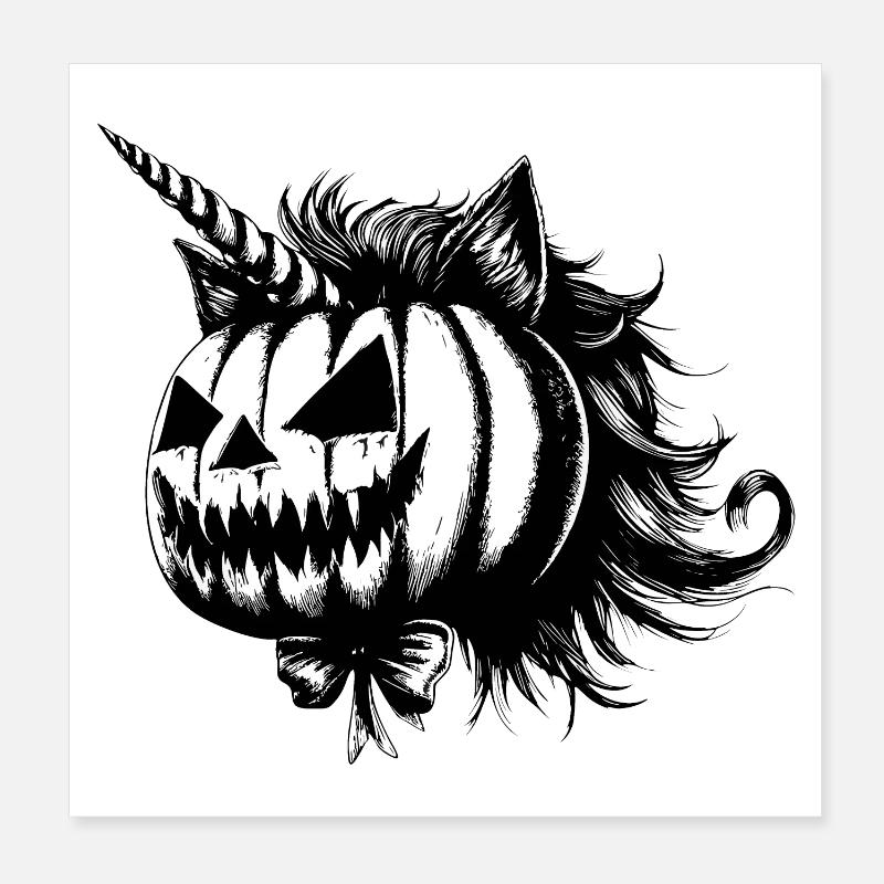 Halloween Einhorn Katze Poster 20x20 cm