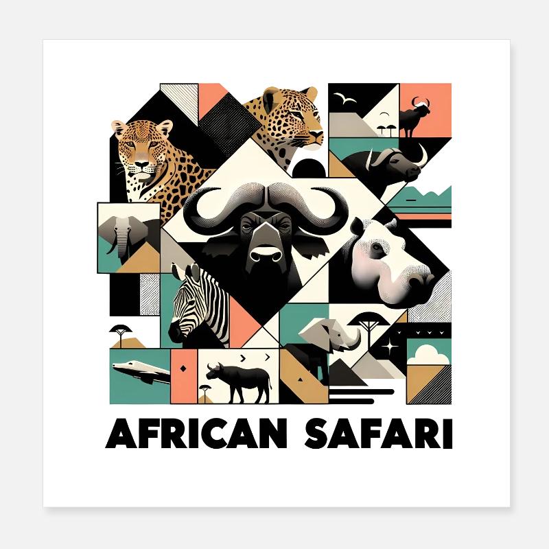 Afrika Safari - Poster 20x20 cm - Weiß