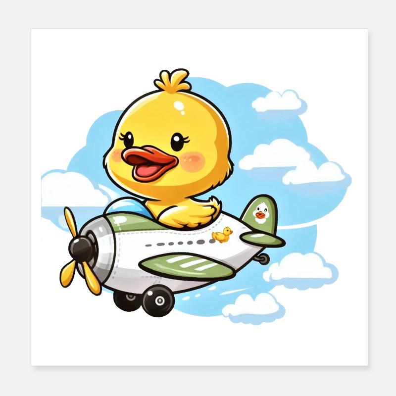 Conception mignonne de canard aviateur Poster 20 x 20 cm
