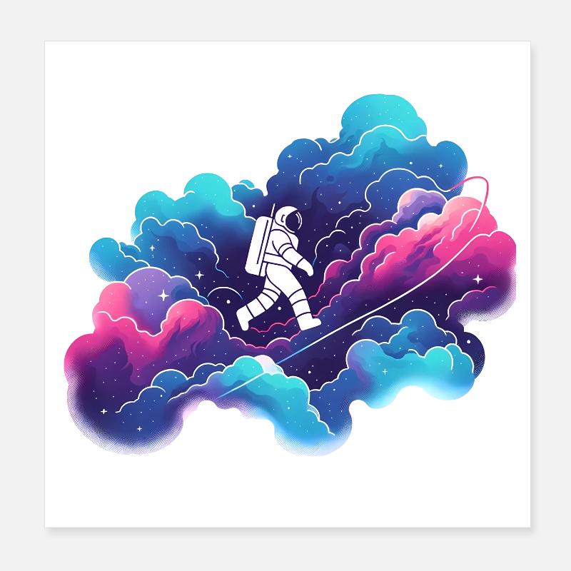 Astronaut in the Colorful Nebula: Space Hike Poster 8" x 8" (20x20 cm)