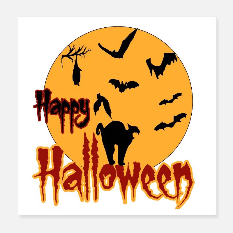 Joyeux chat de lune d’Halloween Poster 20 x 20 cm