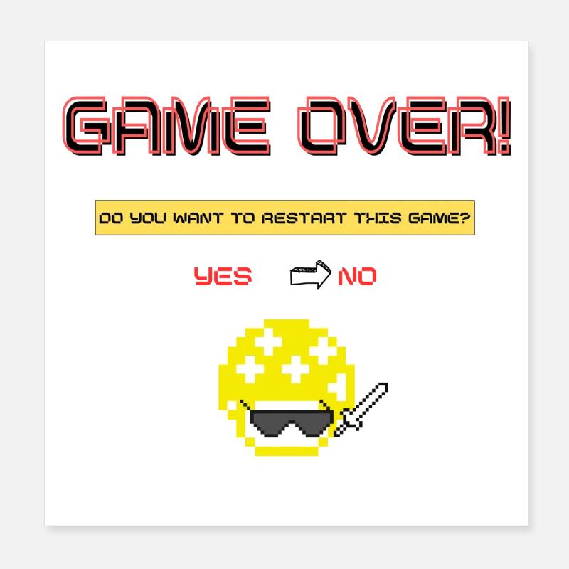 Game Over Pixel Art Design Poster 20x20 cm