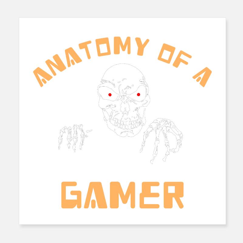 Anatomie einer Gamer-Skeletthand lustig - Poster 20x20 cm - Weiß