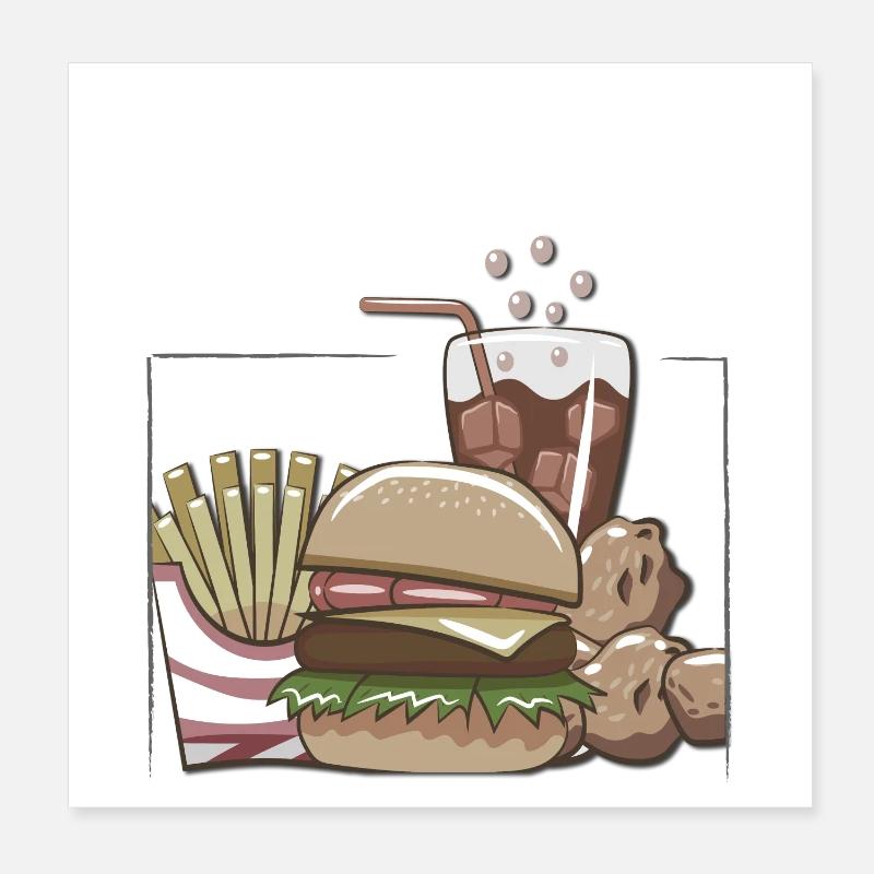 Fast food >> framed Poster 8" x 8" (20x20 cm)