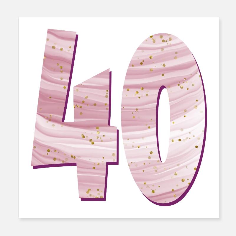 ZAHL 40 VIERZIG - VIERZIGJÄHRIGE GEBURTSTAG Poster 20x20 cm