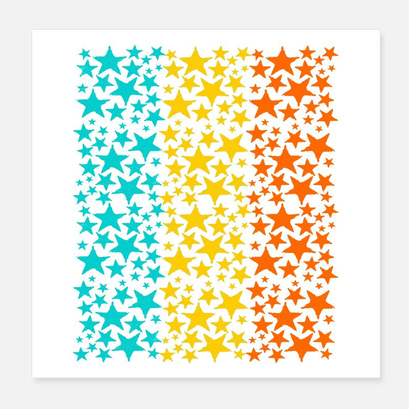 Leuchtende Regenbogensterne Muster Poster 20x20 cm