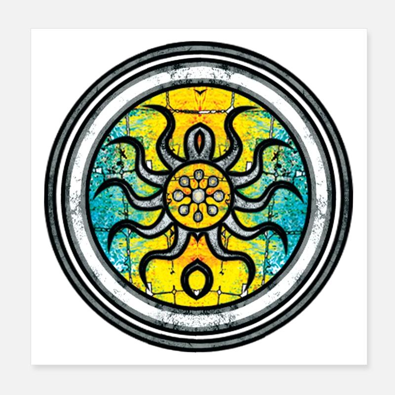 Abstract Krake mit Mandala-Muster Poster 20x20 cm