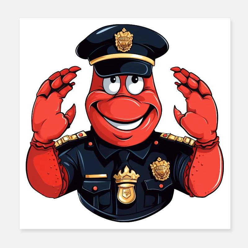 Lobster Policeman Poster 8" x 8" (20x20 cm)