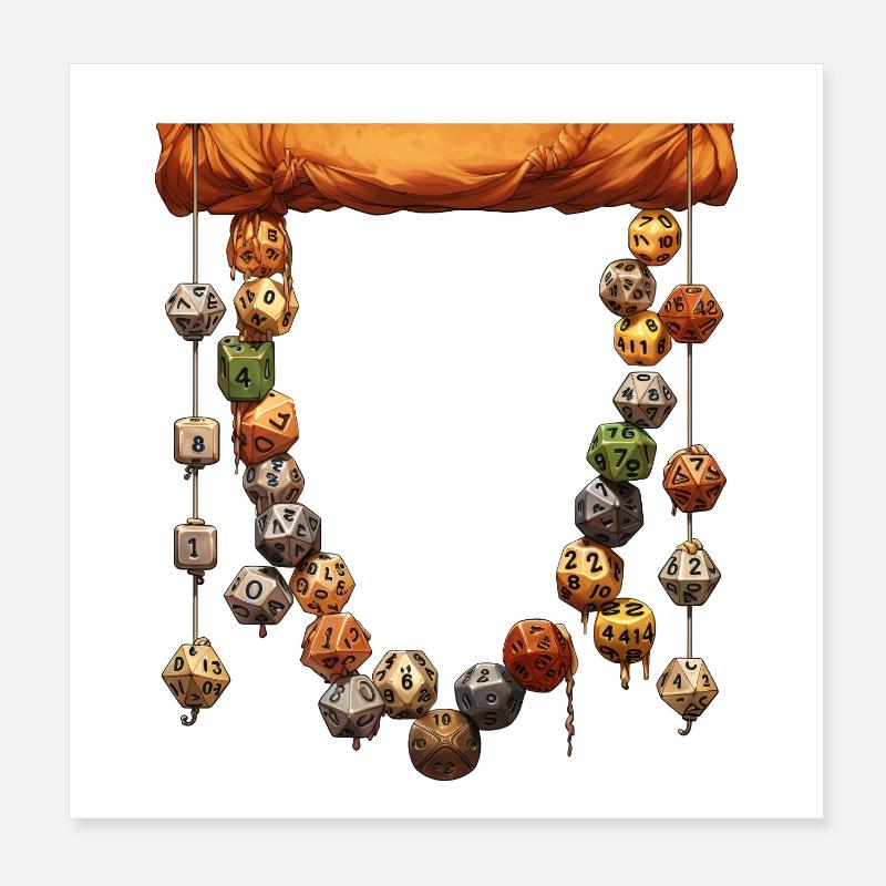 Grand collier de dés de jeu de rôle W20 Poster 20 x 20 cm