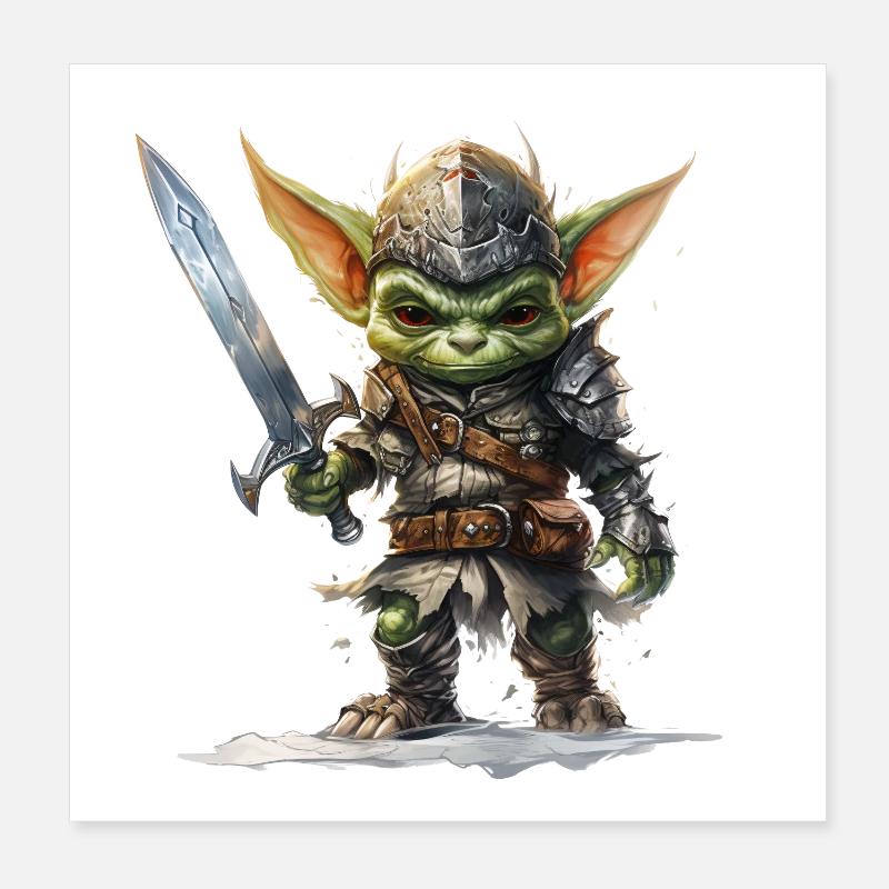 Tapferer Goblin Ritter Fantasy RPG Shirt Poster 20x20 cm