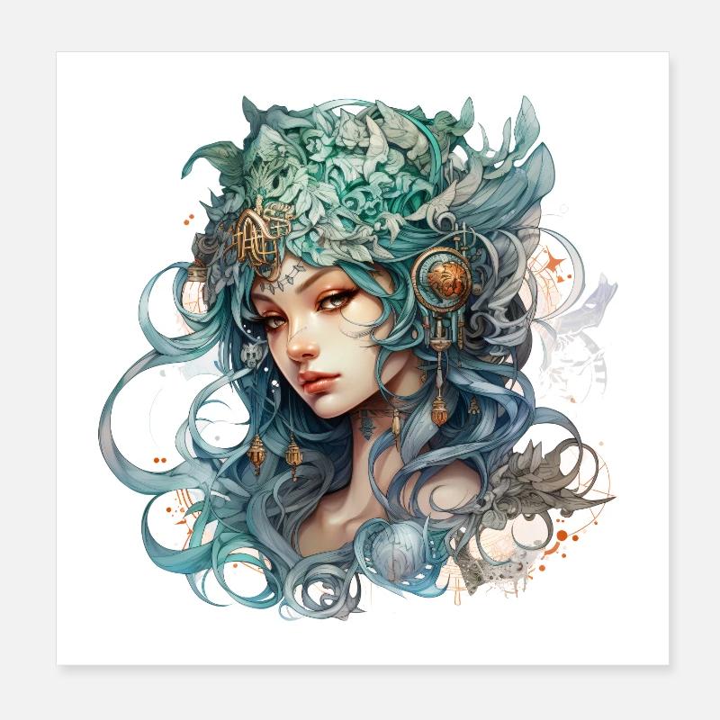 Wunderschöne Waldelfe Fantasy RPG Shirt Poster 20x20 cm