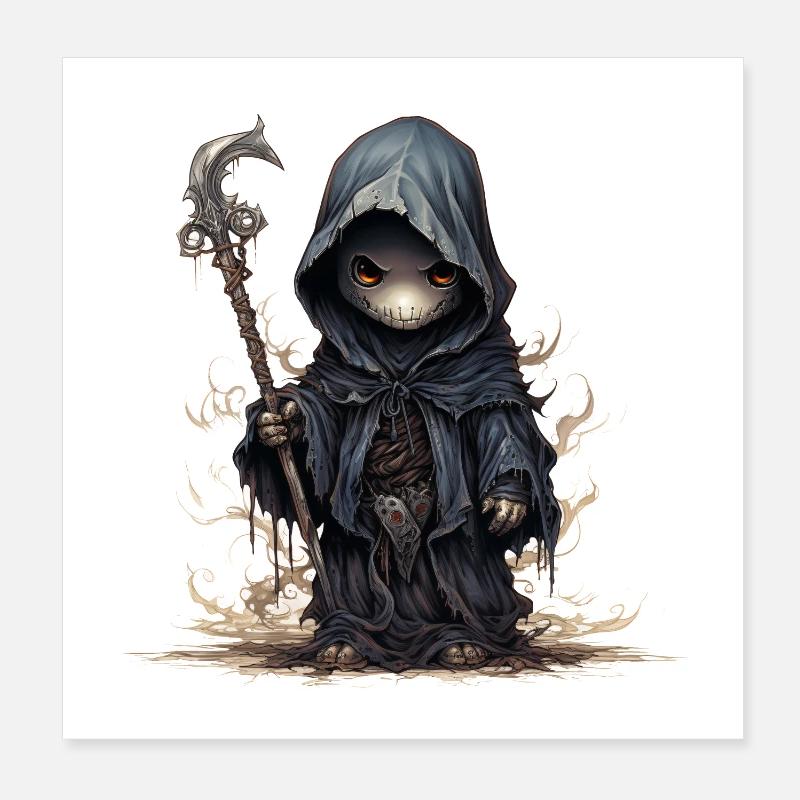 Cute Ghost Magician Fantasy RPG Shirt Poster 8" x 8" (20x20 cm)