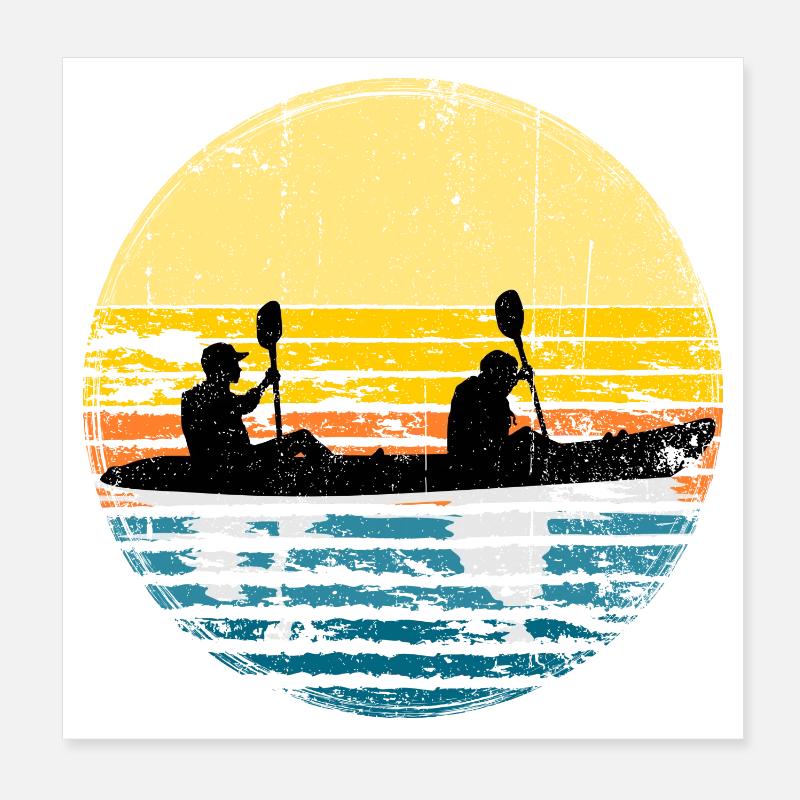 Sunset Kayak Silhouette Circle Poster 20x20 cm